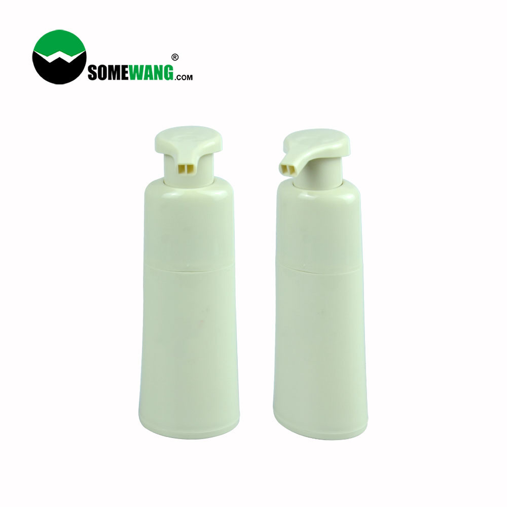 New arrive white color 200ml pump bottle 2 in 1 dual chamber liquid plastic hair oil dye bottles