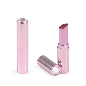 lip balm containers with diamond cap factory price empty lip balm lipstick container pink color lipstick tube