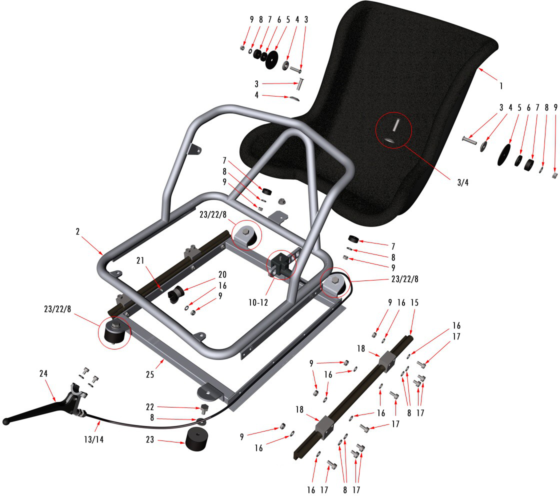 250cc 2 Seater Go Kart Seat For Buggy Go Kart Frames