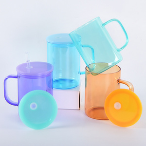 Usa Warehouse 17Oz Sublimation Blanks Clear Colorful Jelly Glass Mugs Ombre Candy Tumbler With Colored Lid And Straw