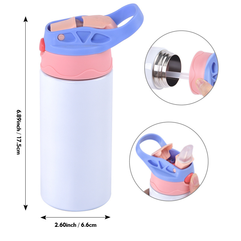 Usa Warehouse 12Oz Bulk Bpa Free Sublimation Stainless Steel Novelty Baby School Water Bottle With Straw Kids