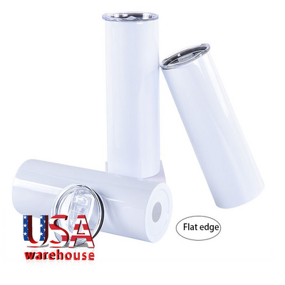 Usa Warehouse 12Oz 15Oz 20Oz 20 Oz 30Oz Flat Edge Double Wall Stainless Steel Skinny Straight Kids Sublimation Blank Tumbler