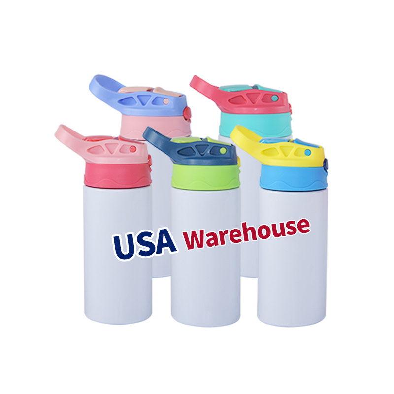 Usa Warehouse 12Oz Bulk Bpa Free Sublimation Stainless Steel Novelty Baby School Water Bottle With Straw Kids