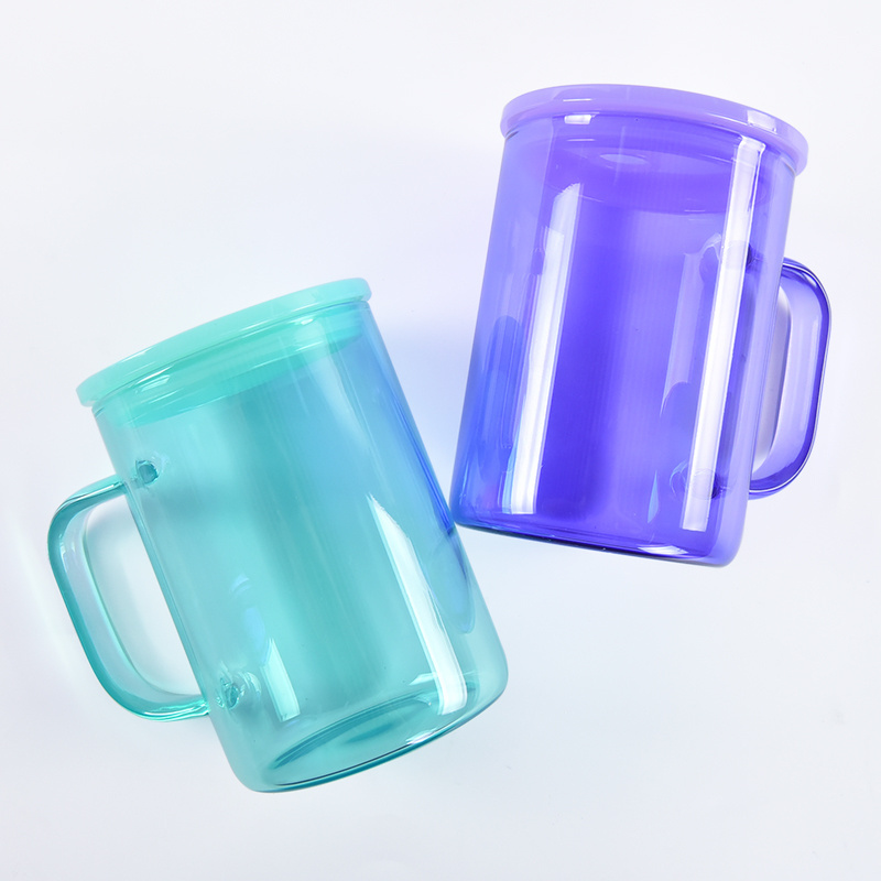 Usa Warehouse 17Oz Sublimation Blanks Clear Colorful Jelly Glass Mugs Ombre Candy Tumbler With Colored Lid And Straw