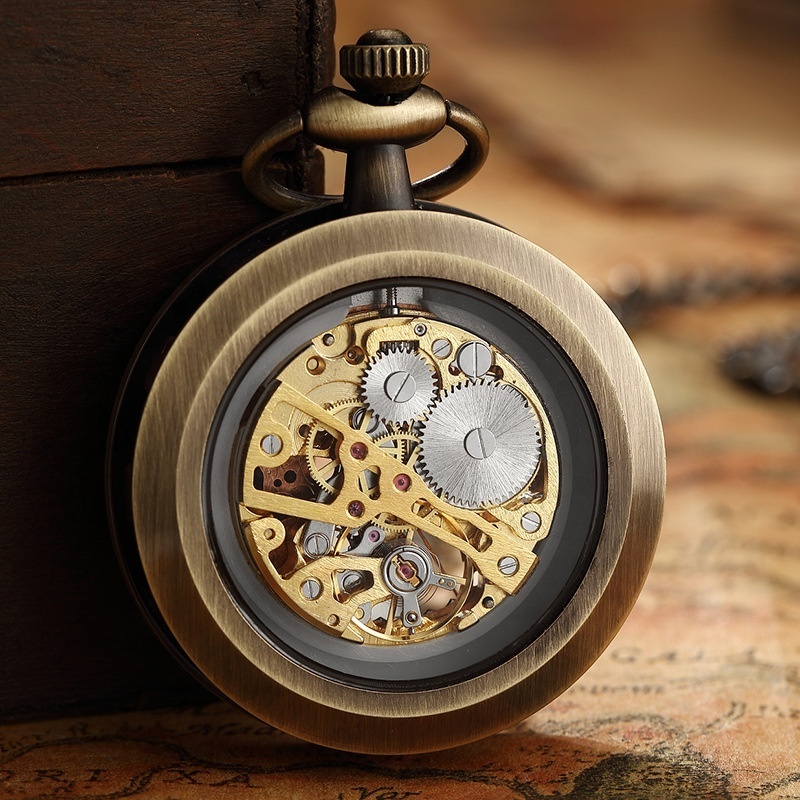 Classic Antique Skeleton Hollow Mechanical Watches Wind Up Mechanical Pocket Watches