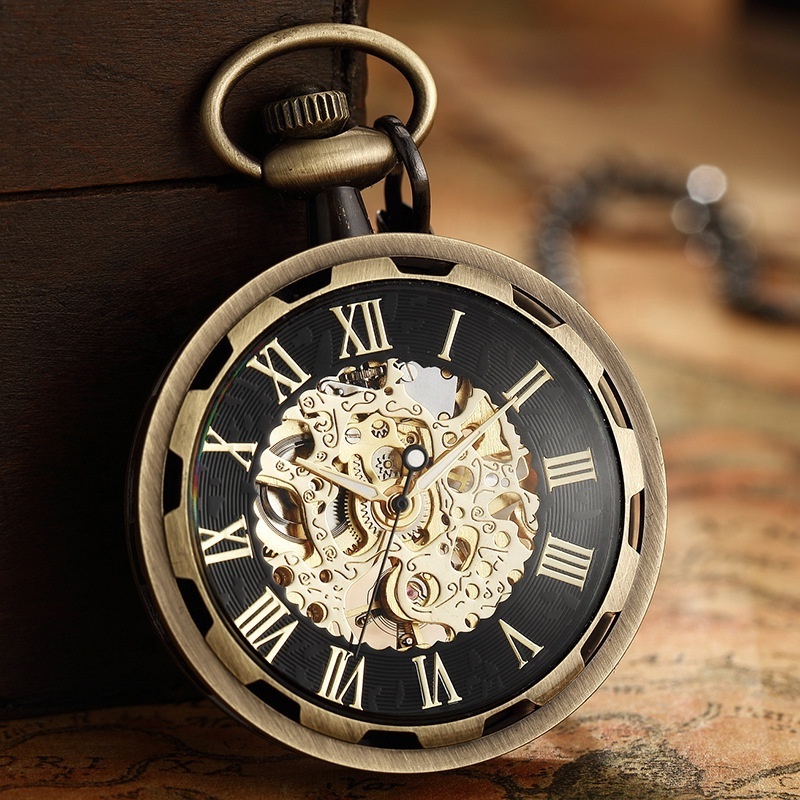 Classic Antique Skeleton Hollow Mechanical Watches Wind Up Mechanical Pocket Watches