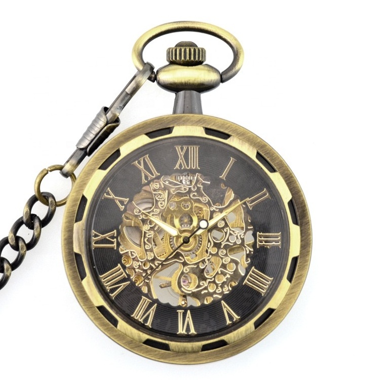 Classic Antique Skeleton Hollow Mechanical Watches Wind Up Mechanical Pocket Watches