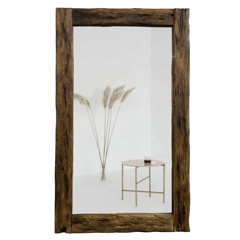 SWT Wooden Rustic Reclaimed Large Floor Standing Mirror Wooden Lady Dressing Mirror