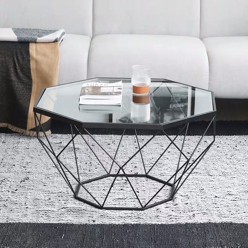 SWT China Factory Wholesale Metal Glass Coffee Table Center Coffee Table