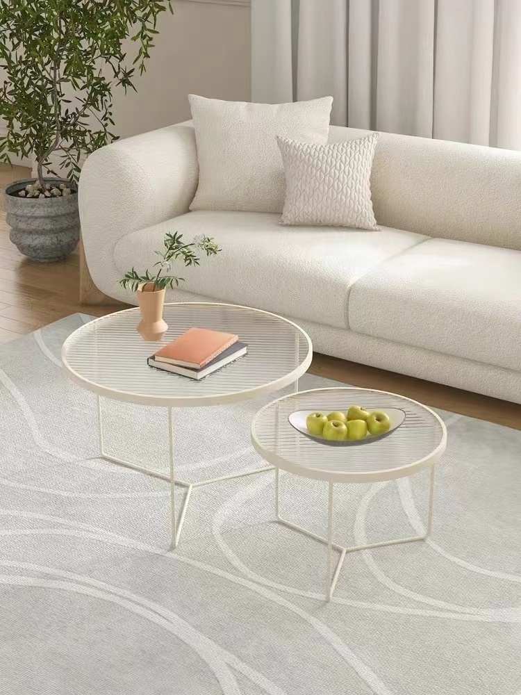 SWT Living Room Furniture Sets Metal Center Coffee Tables Modern Luxury Glass Coffee Table