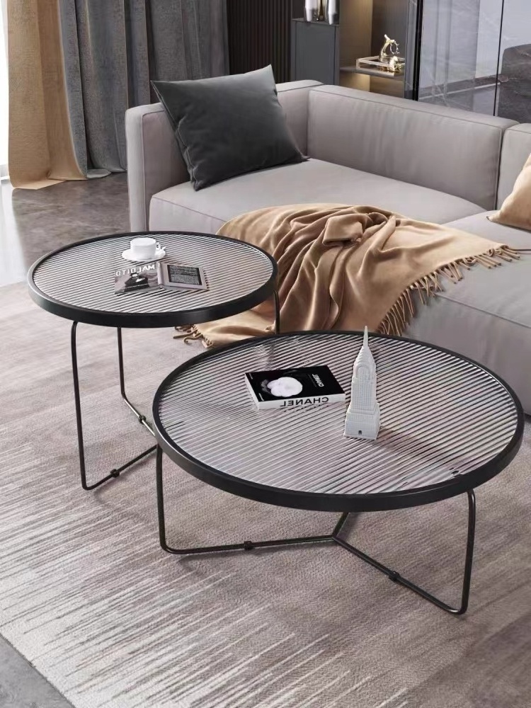 SWT Living Room Furniture Sets Metal Center Coffee Tables Modern Luxury Glass Coffee Table