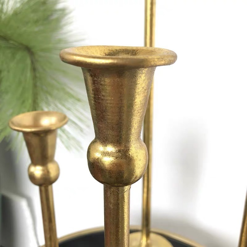 SWT  Rustic Candle Holders Set Metal Candle Stand Tall Retro Fall Pillar Candleholder