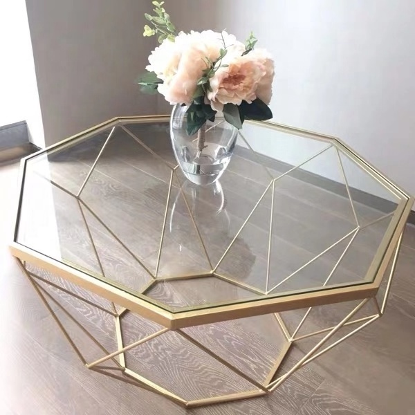 SWT China Factory Wholesale Metal Glass Coffee Table Center Coffee Table