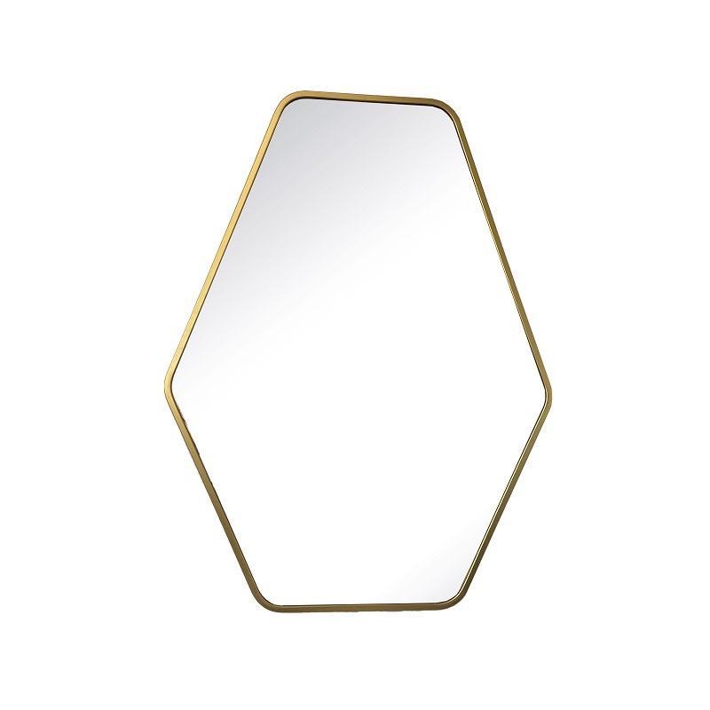 SWT Custom Wholesale brushed gold Aluminum alloy framed mirror metal wall mirror with leather belt and quotes