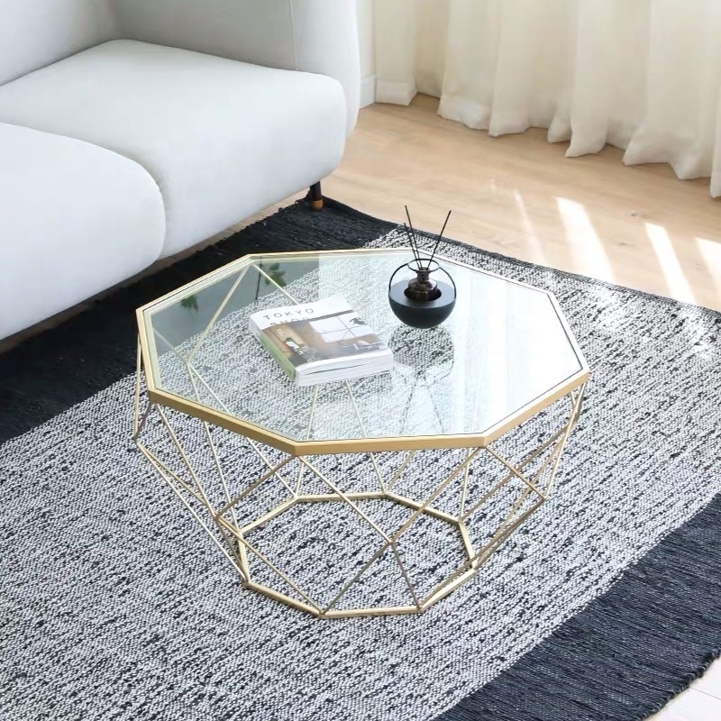 SWT China Factory Wholesale Metal Glass Coffee Table Center Coffee Table