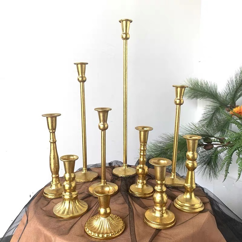 SWT  Rustic Candle Holders Set Metal Candle Stand Tall Retro Fall Pillar Candleholder