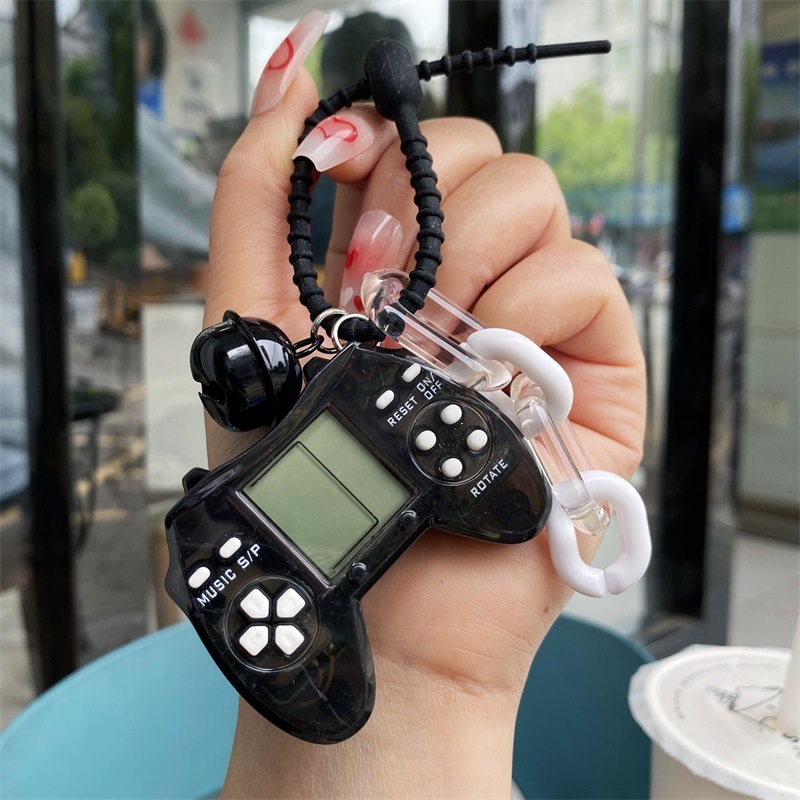 joystick shape Classic Handheld Brick Game Kids Machine Toy Music feedback portable game console pocket game box joyful keychain