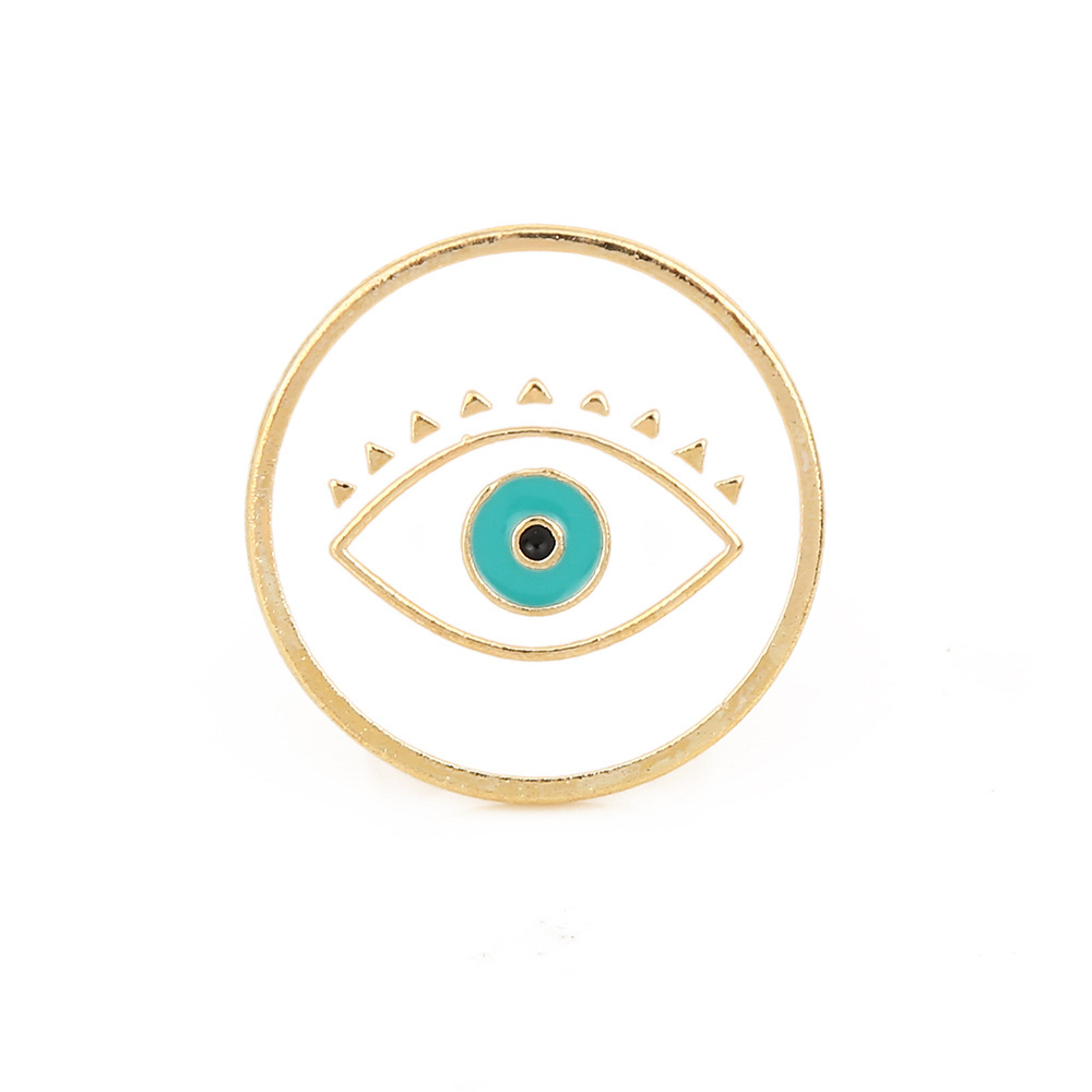 2023 Cheap wholesale jewelry white enamel eye gold filled delicate turkish devil eye single blue stone lucky girl rings