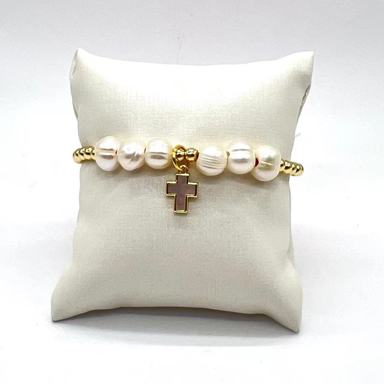 Fashion Jewelry Chain bracelet Heart CrossPendant  Gold Plated Miyuki Wholesale  fashion trendy pearl gift Boho jewelry