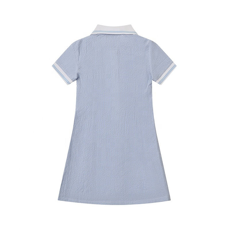 Summer Short Sleeve Dress Primary School Uniform Polo Long School Girl Dress Uniform For Kids Girls School