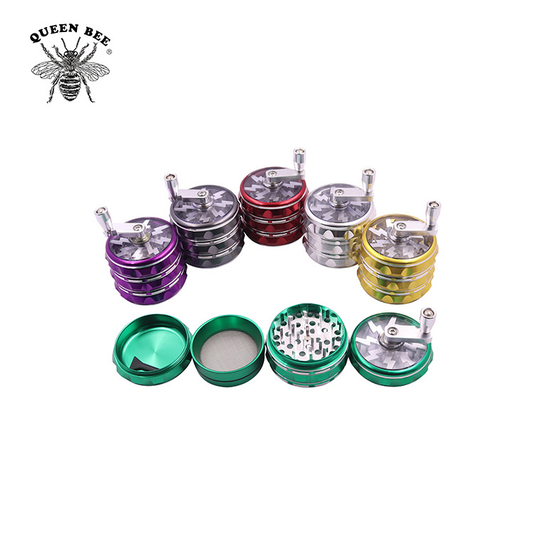 Wholesale 63 Mm Hand Crank Lighting Grinders Smoking Accessories Tobacco Herb Grinder Lightning Grinder