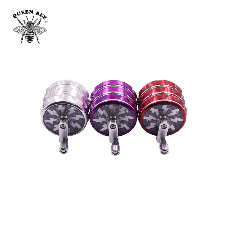 Wholesale 63 Mm Hand Crank Lighting Grinders Smoking Accessories Tobacco Herb Grinder Lightning Grinder