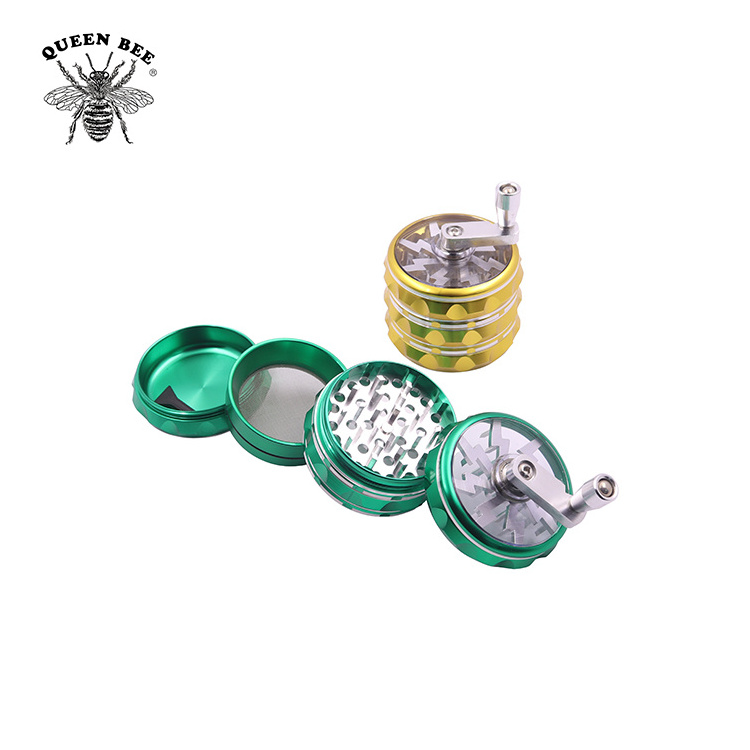 Wholesale 63 Mm Hand Crank Lighting Grinders Smoking Accessories Tobacco Herb Grinder Lightning Grinder