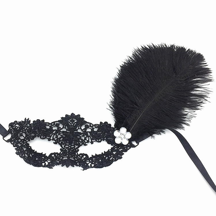 Sexy Black Lace Party Feather Eye Mask Half Face Mask for Venice Masquerade Ball