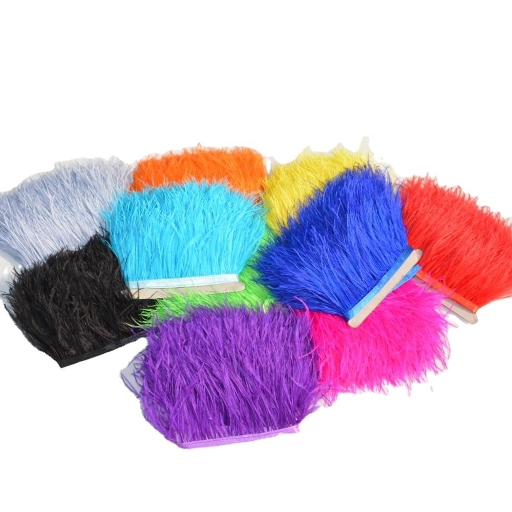 Factory Wholesale Cheap 10 15 cm High Quality Ostrich Feather Fringe Trim for Dress Decorations Clothes Bags Shoes