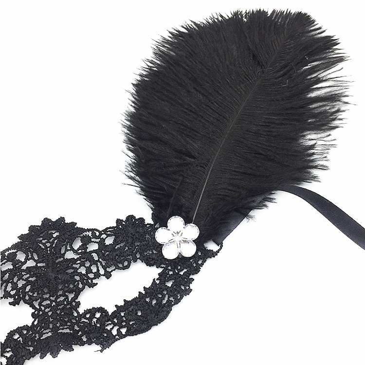 Sexy Black Lace Party Feather Eye Mask Half Face Mask for Venice Masquerade Ball