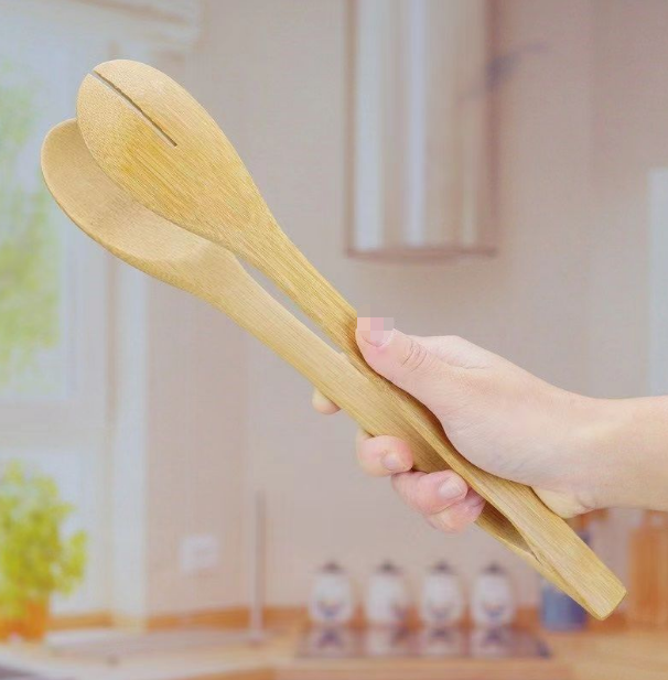 High Quality Mini Wooden Salad Tongs Utensils Salad Spinner Chopped Veggies Bamboo Tong Wood Kitchen Tongs For Holding