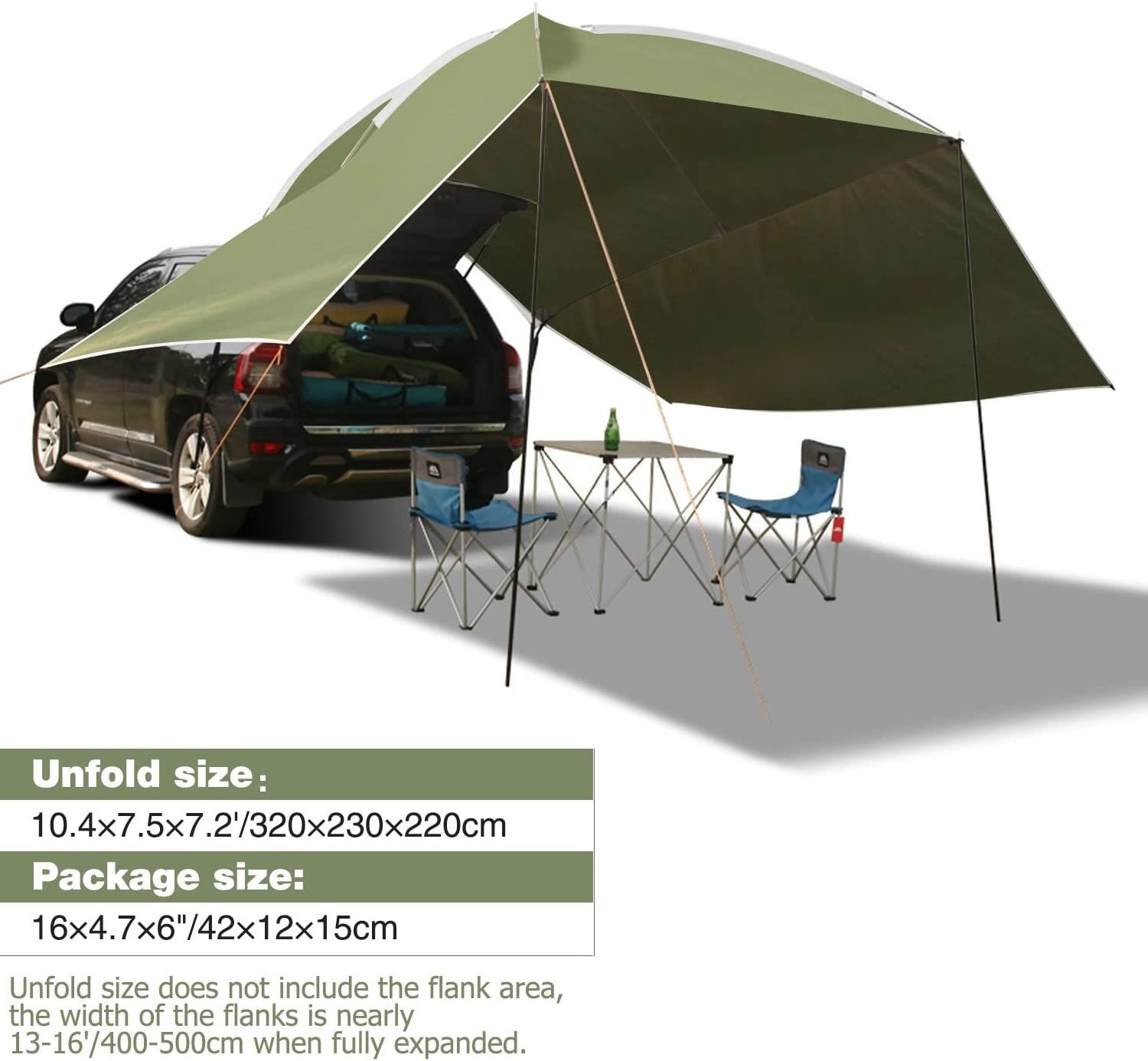 Waterproof Car Awning Sun Shelter Portable Auto Canopy Camper Trailer Sun Shade for Camping Outdoor SUV Tent