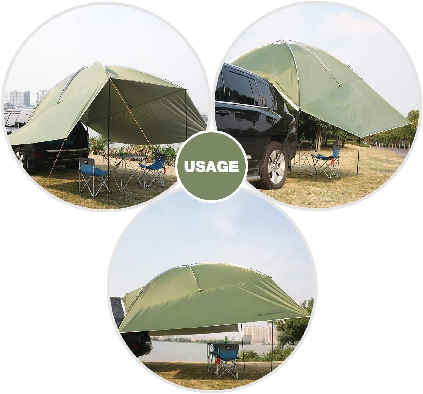 Waterproof Car Awning Sun Shelter Portable Auto Canopy Camper Trailer Sun Shade for Camping Outdoor SUV Tent