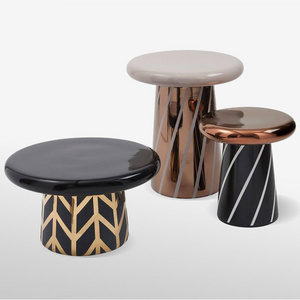 Contemporary Side Stool Mini Checkered End Side Coffee Table Tile Umbrella Minimalist Bell Black Gold Coffee End Side Table