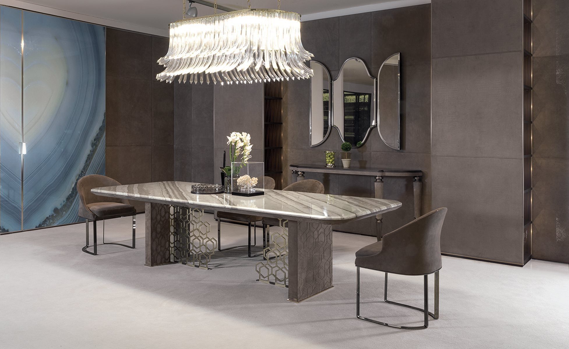 Gold Stainless Steel Dining Table With Chairs Modern Dining Table Set 8 Seater Luxury Oval Marble Top Dining Tables