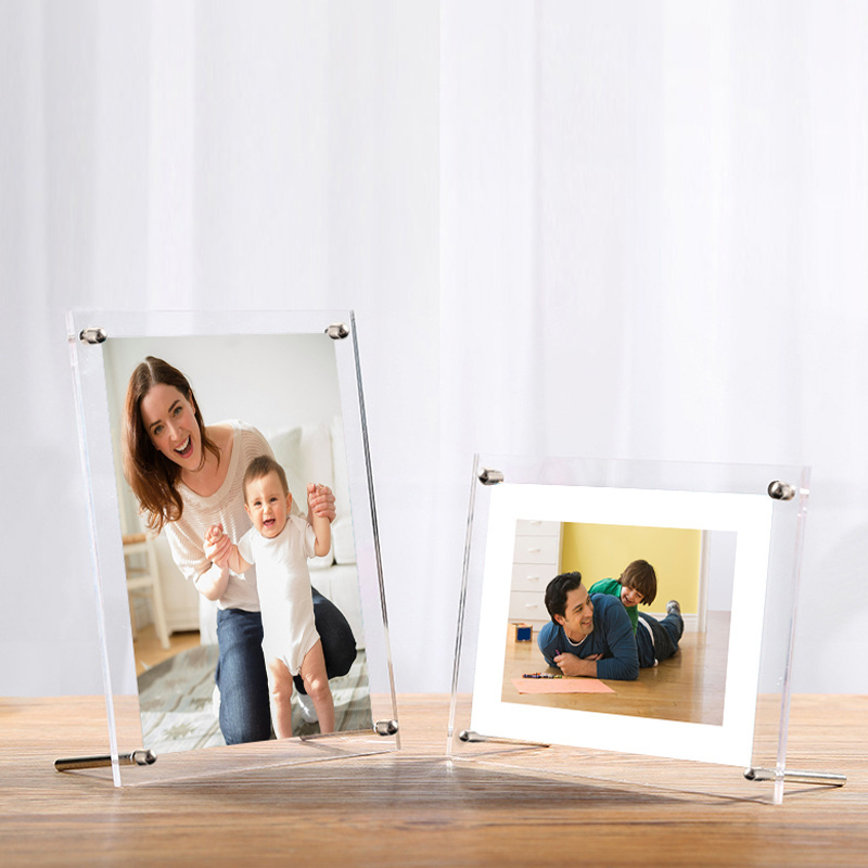 Acrylic Picture Frame Floating Look Desktop Frameless Display 3MM Thickness Clear Magnet Photo Frame 6inch