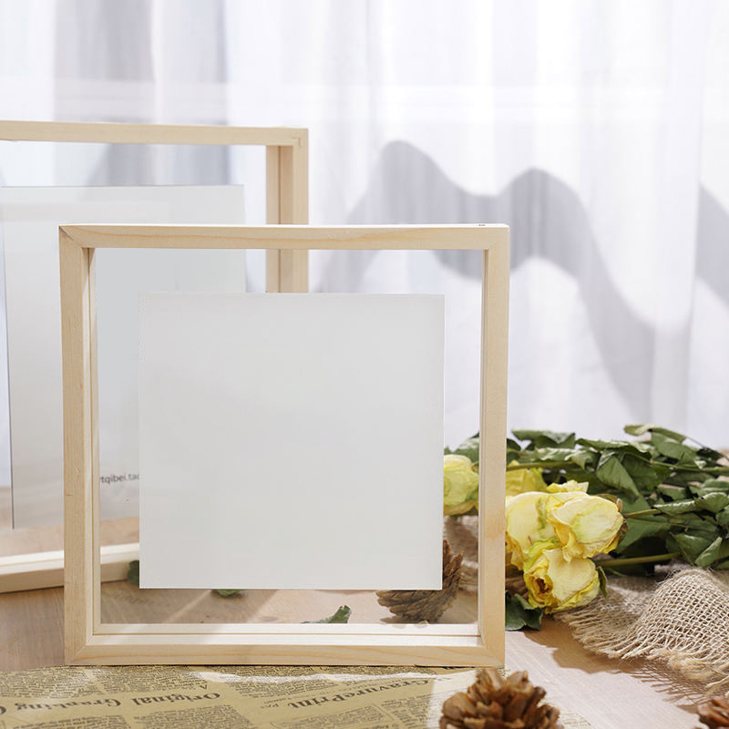 Wholesale Transparent Double Sided Glass Picture Wooden Frame And Acrylic Floating Photo Frame Wall Art Marco