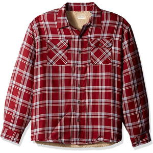 New Style Plain Plaid Shirts Thick Fleece Shirt Men Warm Sherpa Lined Fleece Plaid Flannel Shirt