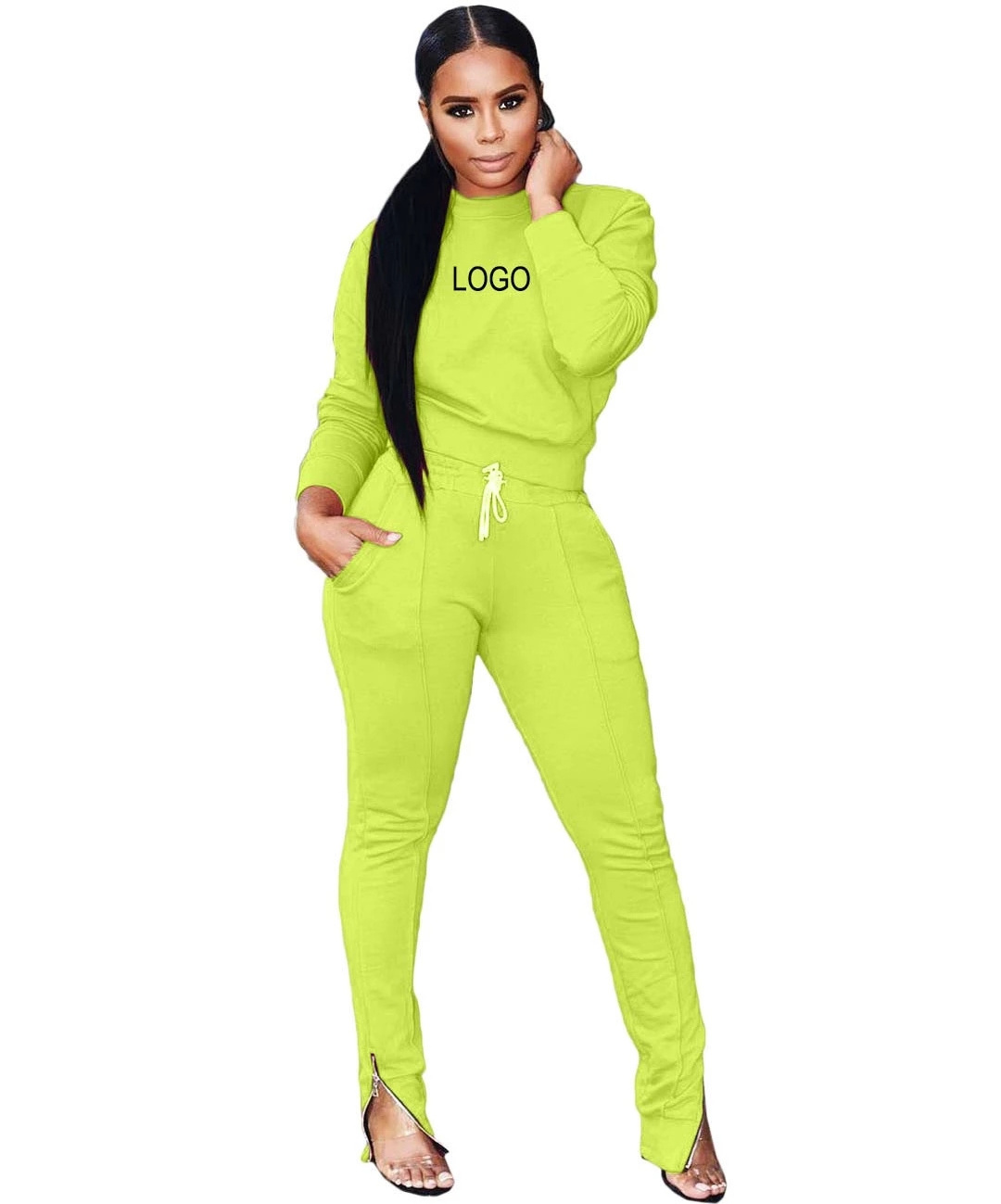 Customized Logo Autumn Cheap Women Sets Feet Zip Matching Sweat Suits for Women Blank Jogging Suits Wholesale Tracksuits