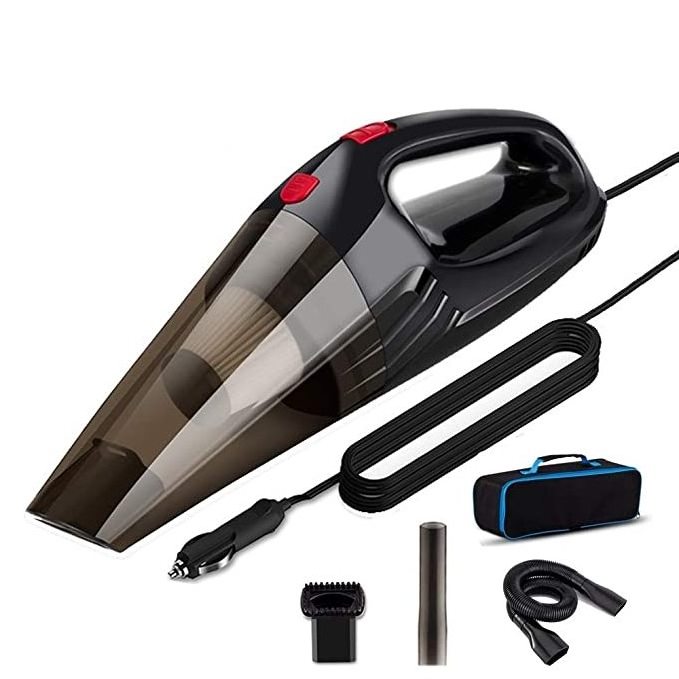 Car Vacuum Cleaner - High Power 110W Auto Portable Vacuum Cleaner with 12V Cord - Light Weight Black DC Car Vac with LED