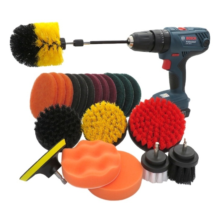 Car Detailing Cleaning Brush Carpet Drill Head Brush Electric Power Scrubber Set Auto Detailing Brush With Drill Kit