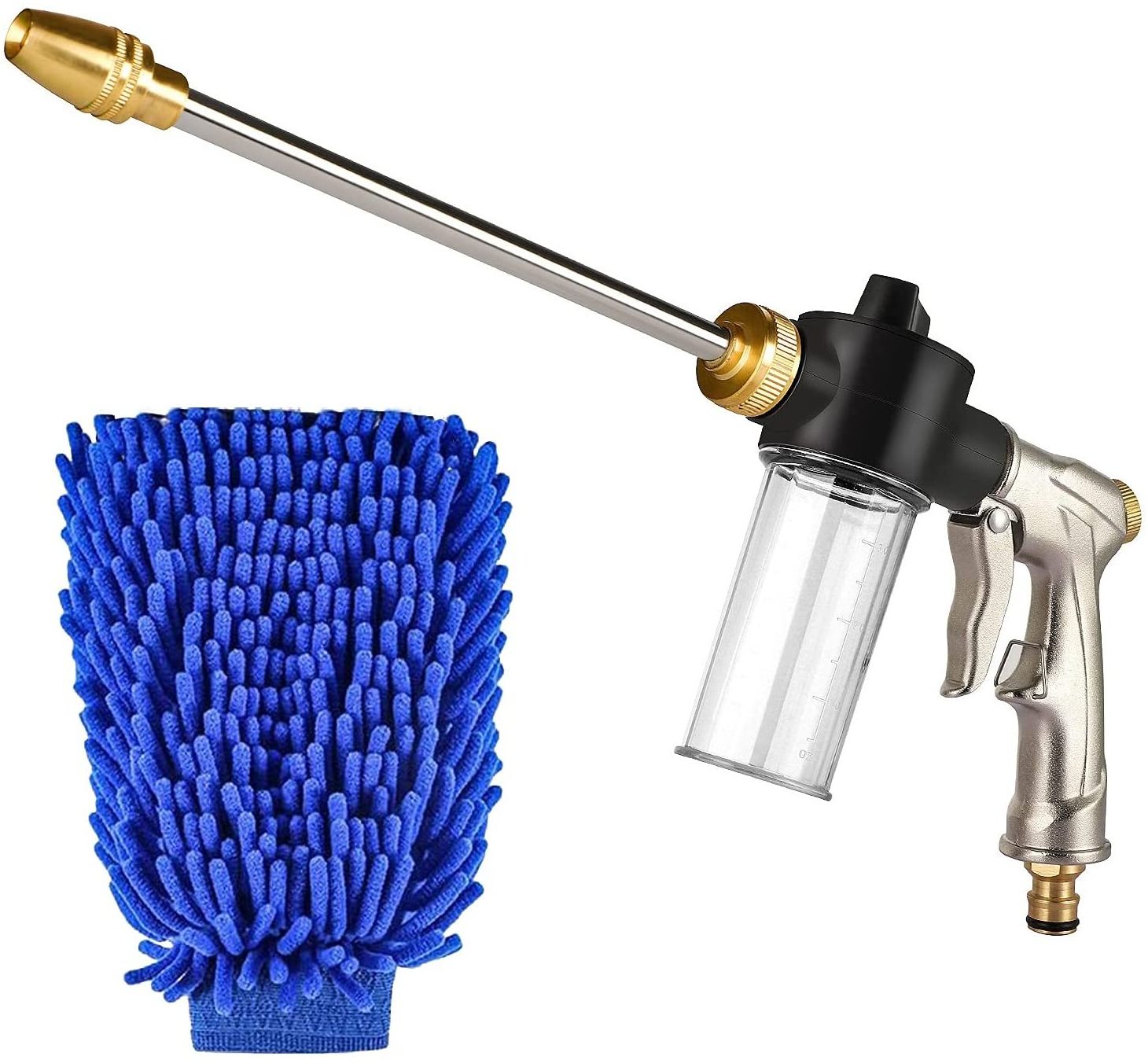 Car Wash Foam Gun, High Pressure Hose Nozzle Sprayer Heavy Duty Garden Hose Nozzle with 100cc Bottle