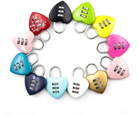 lock factory Luggage Lock Mini Cute Heart Shape 3 Digit Luggage Suitcase Padlock Red Heart Shaped Coded Lock