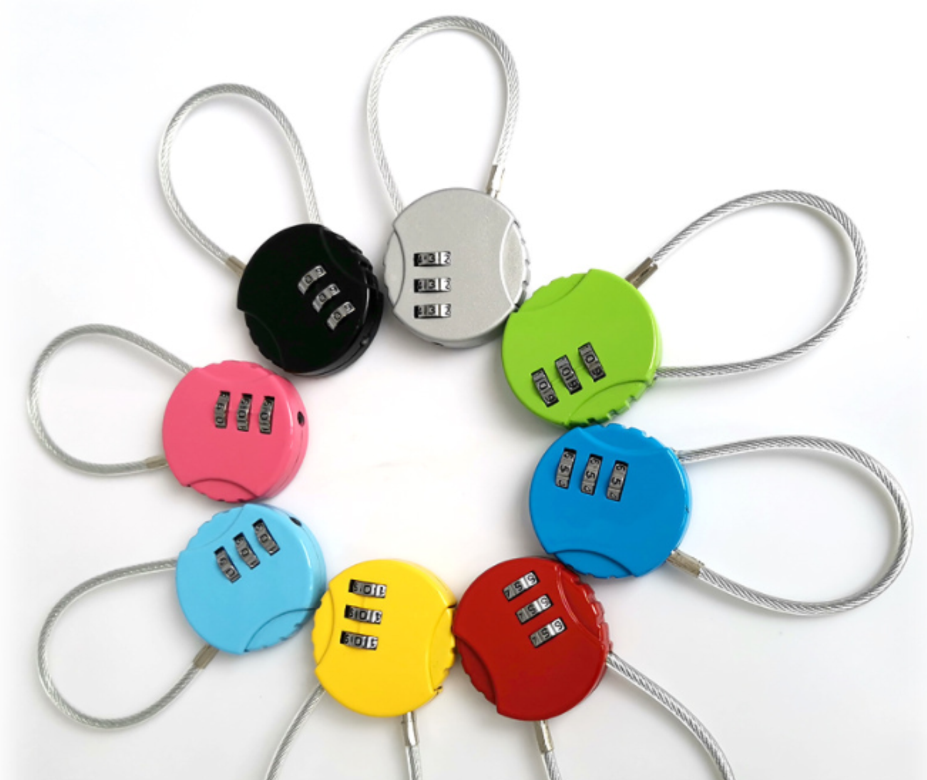 wire combination lock safe cable lock 3 digital security padlock factory stock with many colors luggage zipper lock