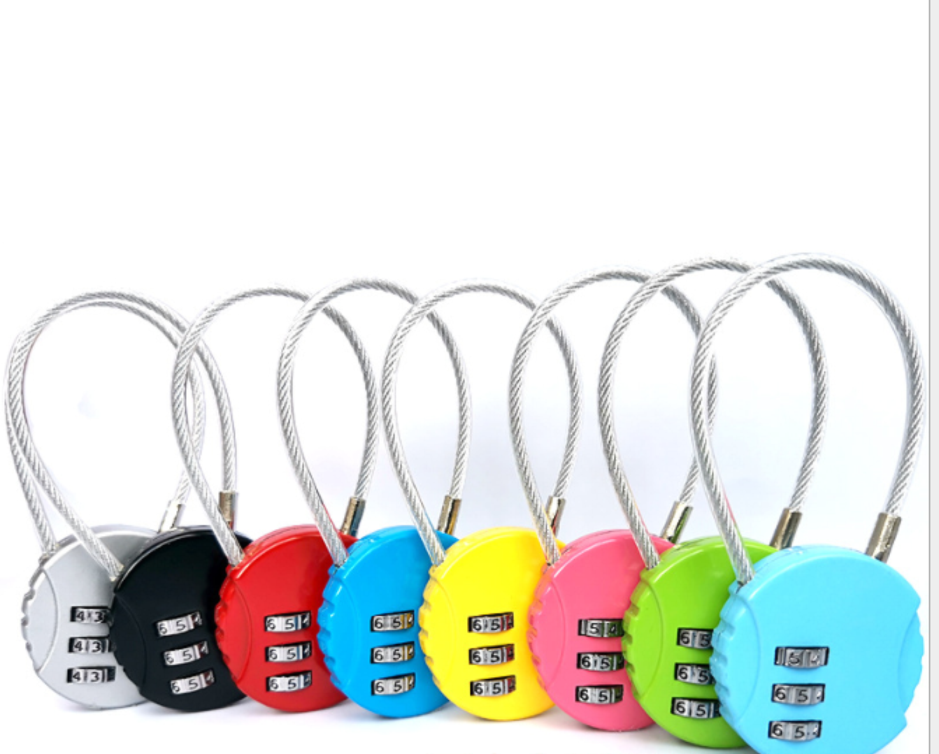 wire combination lock safe cable lock 3 digital security padlock factory stock with many colors luggage zipper lock