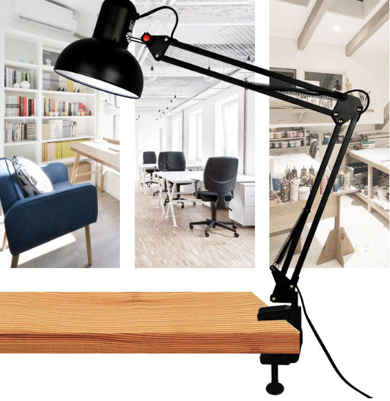 Modern Flexible Desk Lamps Iron Study/Computer Lights Reading Light Long Swing Arm Black/White/Red LED Home Decor Table Lamp