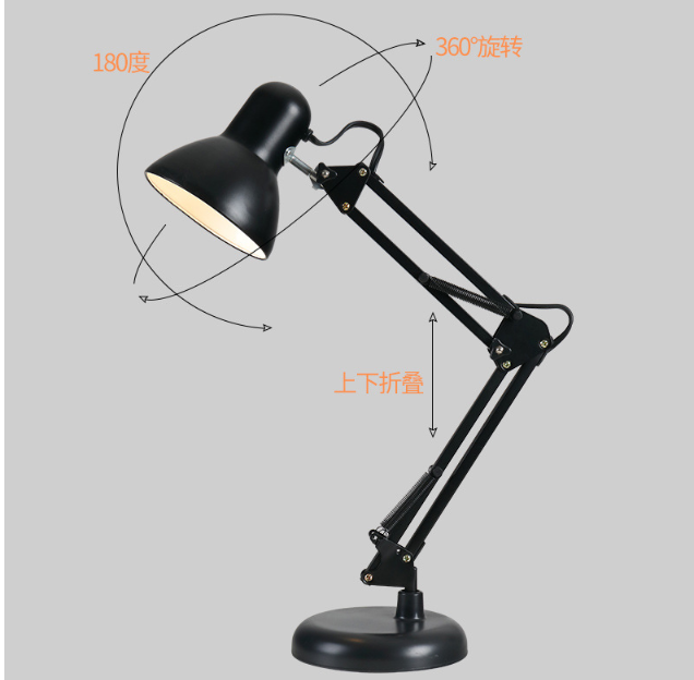 Modern Flexible Desk Lamps Iron Study/Computer Lights Reading Light Long Swing Arm Black/White/Red LED Home Decor Table Lamp