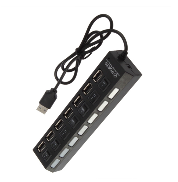 POPULAR High Speed USB 2.0 Hub 7 Ports Portable USB Hub 480 Mbps On/Off Switch Hub USB Splitter Adapter For PC Laptop