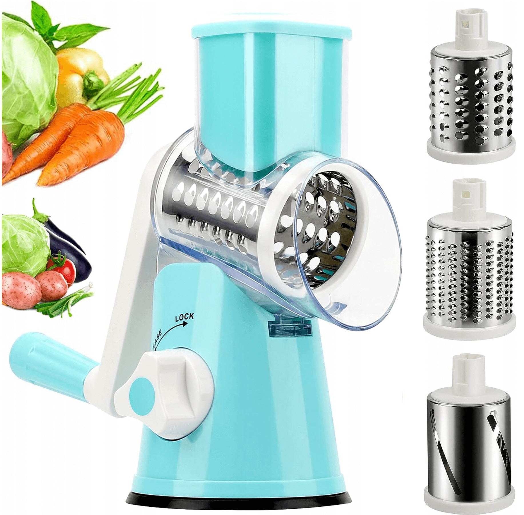 Multi-Functional Household Kitchen Vegetable Cutter, Hand-Operated Cylindrical Vegetable Fruit Slicer Cutter Food Shredder