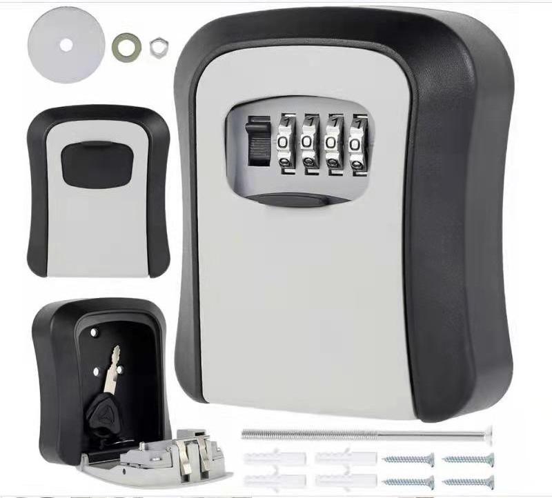 Wall Mounted Aluminium Alloy 4 digital combination Lock box Key Storage Box